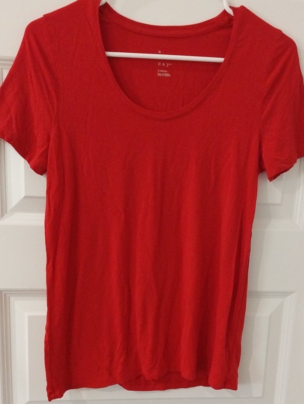 Brand New Day Scoop Neck Short Sleeve Tee in Red